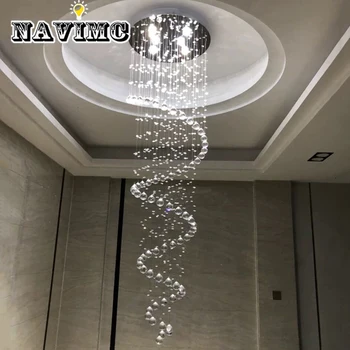 

Modern K9 Large LED Spiral Living Room Crystal Chandeliers Lighting Fixture for Staircase Stair Lamp Showcase Bedroom Hotel Hall