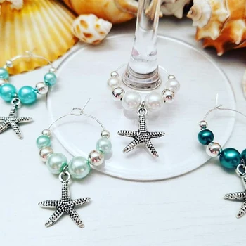 

Starfish Champagne Wine Charm beach Bridal baby Shower wedding Bachelorette hen Party Mermaid birthday bride to be decoration
