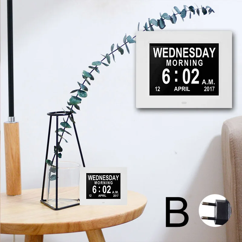 B-EU Plug New 8-inch Digital Calendar Day Clock Large Letter LED Alarm Multifunction Clock SF66 - Цвет: B-EU Plug