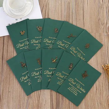 

Creative Retro Metal Bronzing Cards DIY Folding Birthday Wishes Card Tanabata Day Green