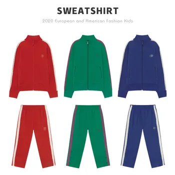 

Pre-sale Autumn and Winter Ins New Two-piece Sport Sets TAO Boy Girls Trend Zipper Side Buttons White and Red Strip Outdoor Suit