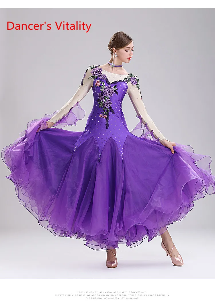 Новинка 2 цвета женское бальное платье для танцев национальный стандарт танцы Вальс платье в джазовом стиле Ladin соревнование сценический костюм