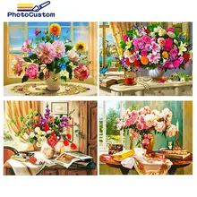 PhotoCustom Oil Paint By Number For Adult Flowers Gift DIY Pictures By Numbers On Canvas Art On Canvas Unique Gift