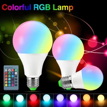 

E27 Smart Control Lamp Led RGB Light Dimmable 5W 10W 15W RGBW Led Lamp Colorful Changing Bulb Led Lampada RGBW White Decor Home