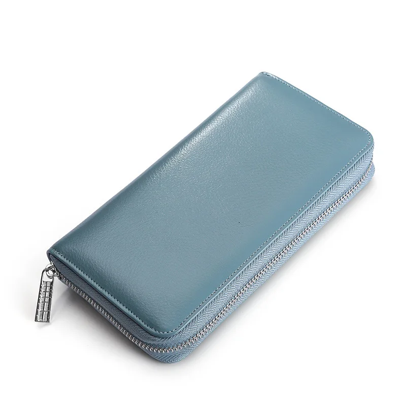 Sky blue RFID Противоугонный кошелек держатель для кредитных карт антимагнитный держатель для карт кошелек Бизнес длинный секционный кошелек сумка для органа - Цвет: Sky blue