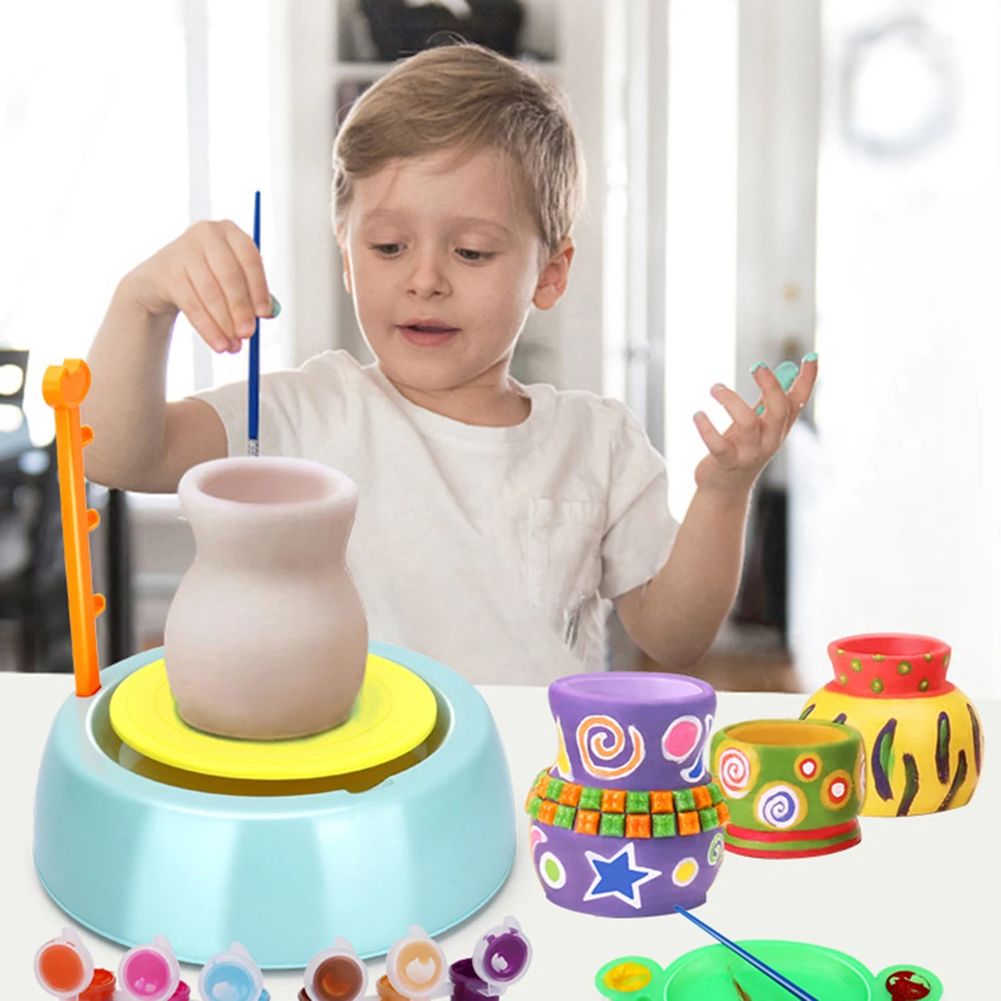 Горячие творческие DIY Art Studio гончарные колеса Набор обучающая игрушка Рождественский подарок ролевые игрушки для детей-зеленый розовый фиолетовый