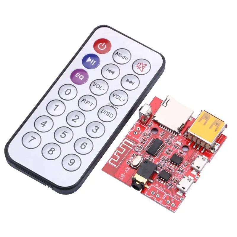 

Bluetooth Audio Receiver Board Lossless MP3 Decoder Module 3Wx2 Power Amplifiers with Remoto Control DC 5V Support TF Card USB
