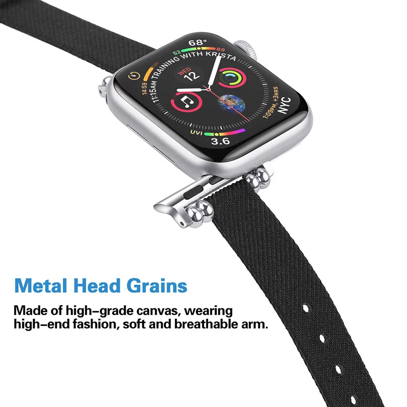 Для apple watch 3/2 наручных часов iwatch 4 нейлоновый холщовый ремень украшения 38/40 мм/42 44