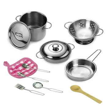 

12 Pcs Cooking Utensils Set for Kid Pretend Play Pot Pan Toy Kids Role Play Toys gives children a lifelike feeling