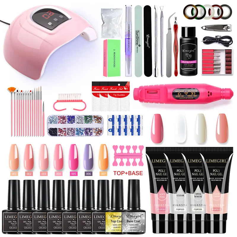 Poly Nail Gel Extension Kit Acrylic Builder Polish Set Jelly UV Lamp Manicure Decorations |