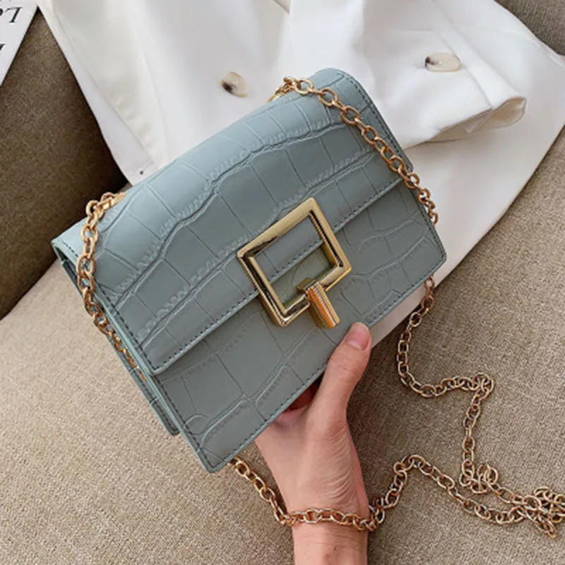 

2019 fashion brand new PU Leather Over Women's Shoulder Bag Ladies Handbag Stone pattern Chain Shoulder Messenger bags