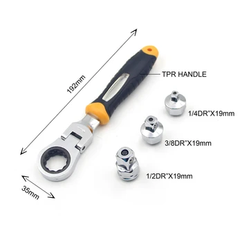 

3 in 1 Ratchet Wrench Quick Sleeve Connector 180 Degree Flip High Carbon Steel Easy Disassembly Portable Hand Tools Accessories