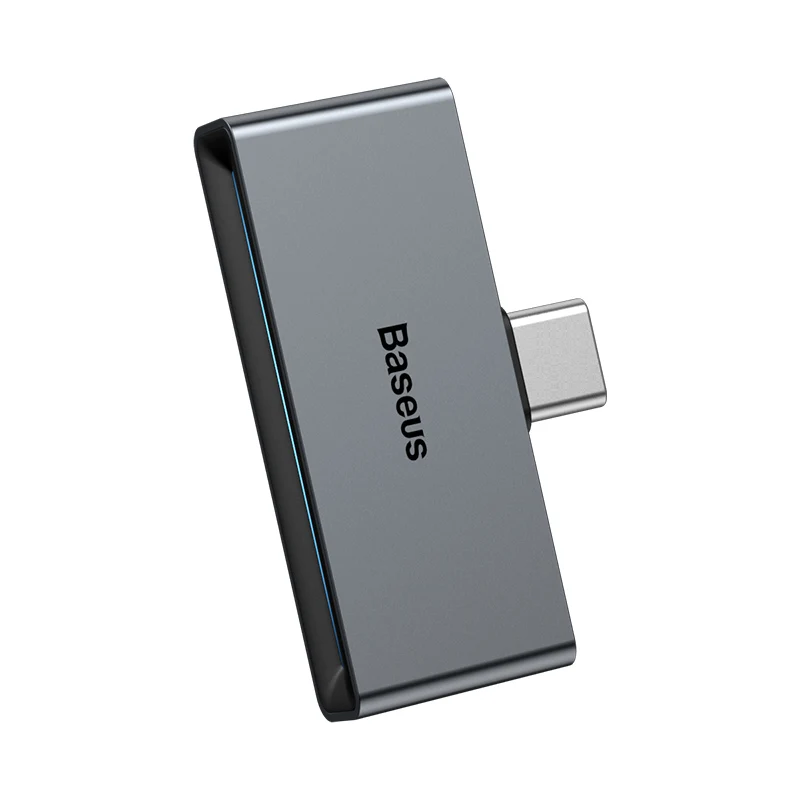 Адаптер для наушников BASEUS type-C-type-C 3,5 мм Aux для huawei P30 Xiaomi Mi 8 6 samsung S8 S9 Plus 3,5 мм - Цвет: Серый