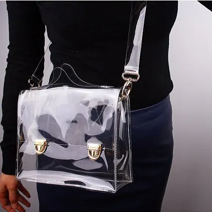 

New Women Summer Beach Bag Clear PVC Transparent Bags Shoulder Waterproof Small Crossbody Bags Square Handbags F24
