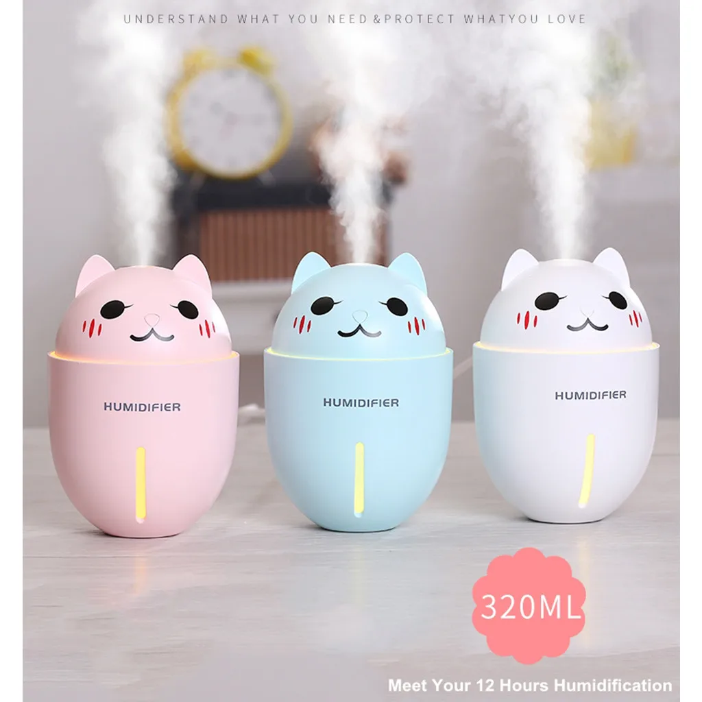 3 in 1 320mL Air Humidifier + Cooling Fan + Night light Lamp USB Electric Aroma Air Diffuser Ultrasonic air humidifier for Home