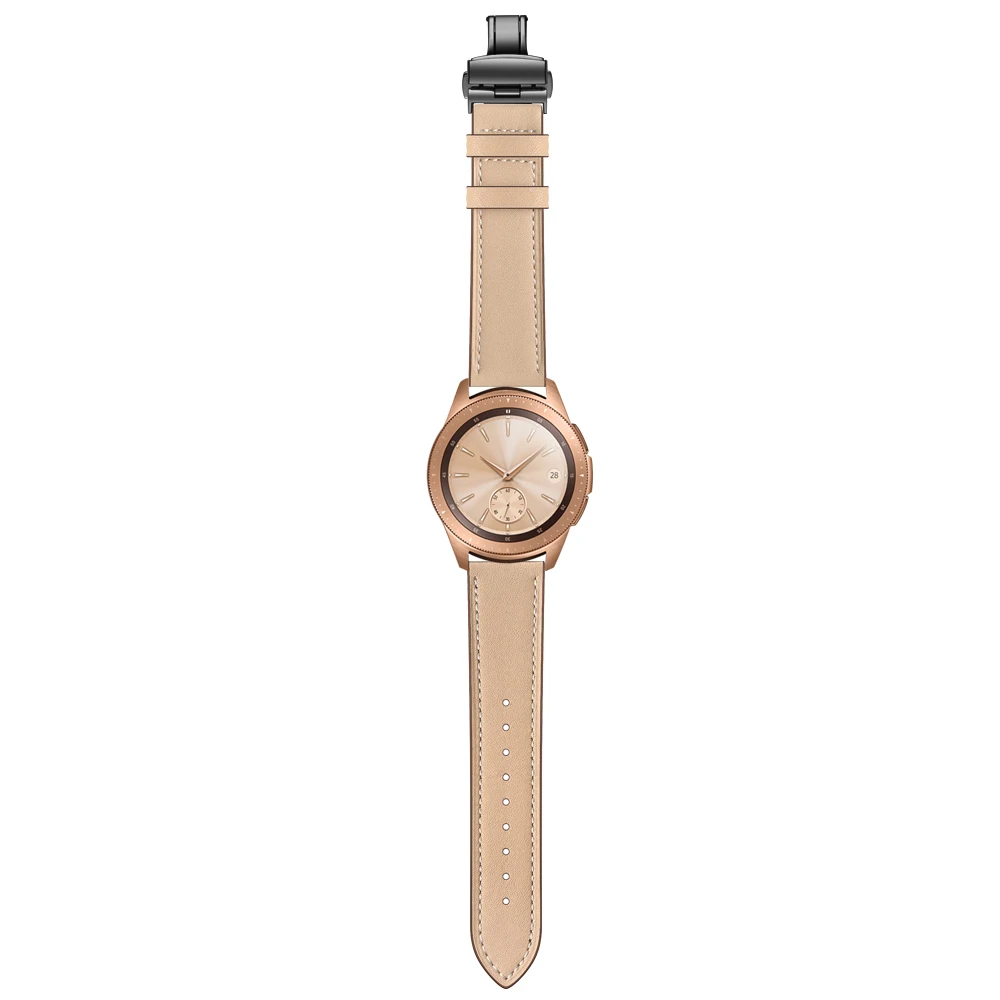UEBN 20 мм 22 мм черная бабочка пряжка кожаный ремешок для samsung galaxy watch 42 мм 46 мм браслет для samsung gear S2 S3 ремешок для часов