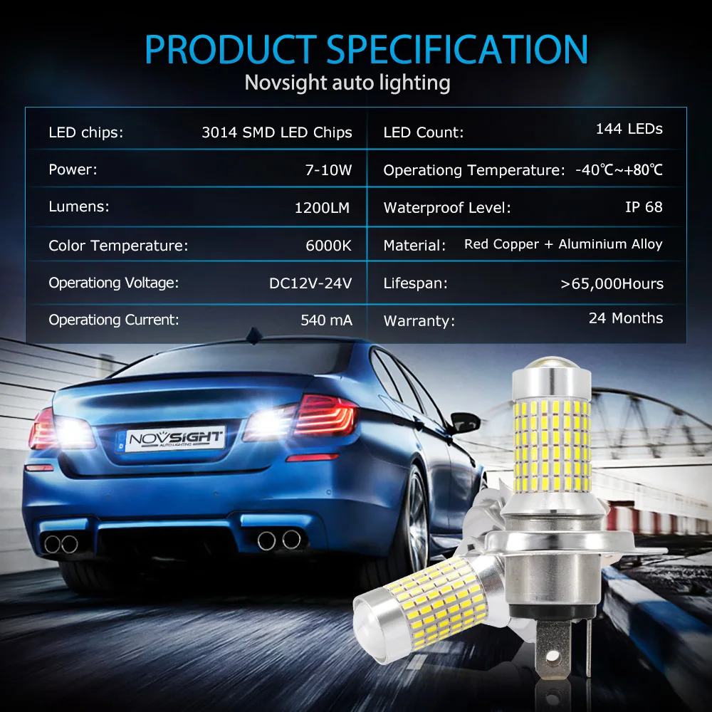 NOVSIGHT 1200LM 6500K тормозные огни парковочные огни 12В 10 Вт светодиодный проектор светодиодный свет 144 SMD задние фонари лампа Резервное копирование Фары заднего хода