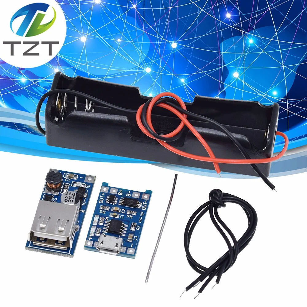 

DIY Kit Micro USB 5V 1A 18650 TP4056 Lithium Battery Charger Module +600MA SB Mobile Power Boost Board +18650 Battery Box Case