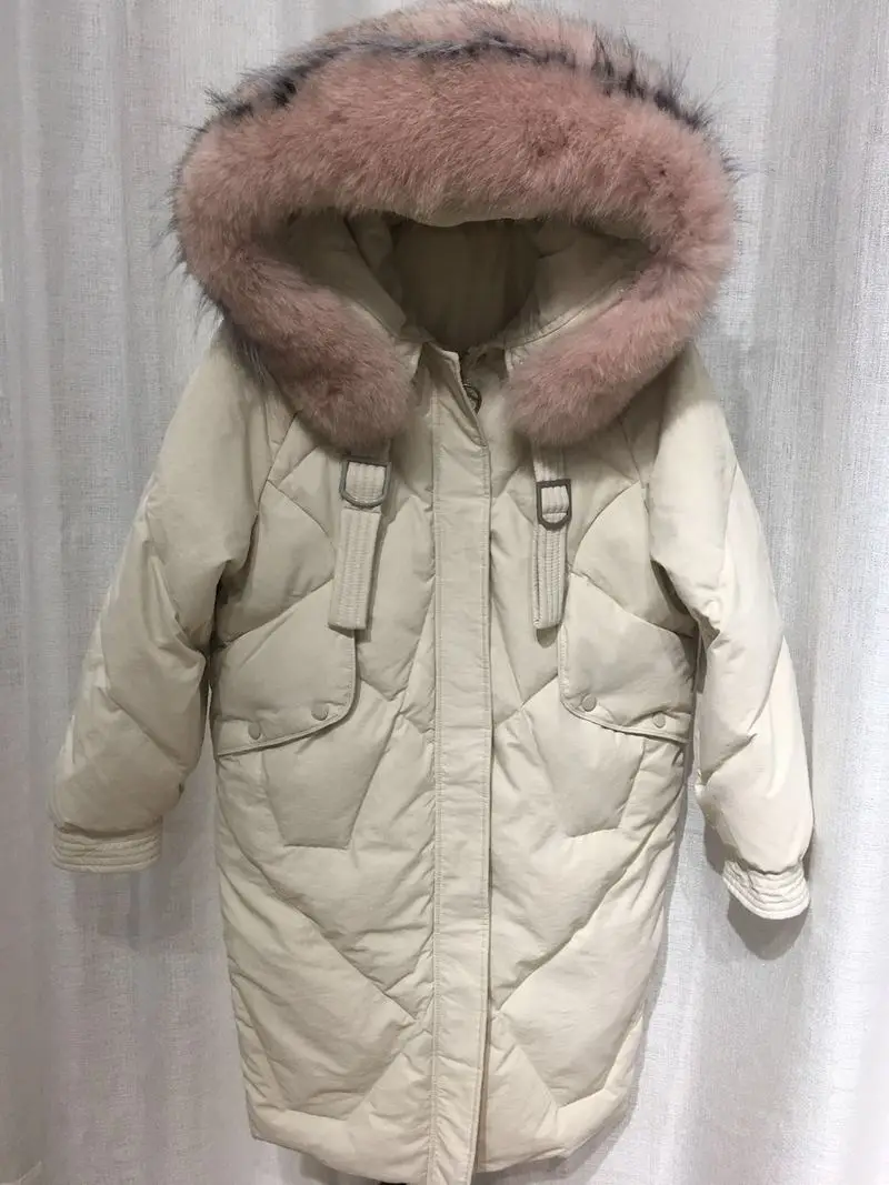 

Boollili White Duck Down Jacket Women Big Fur Collar Winter Coat Women Down Coat Puffer Jacket Warm Parka Veste Femme