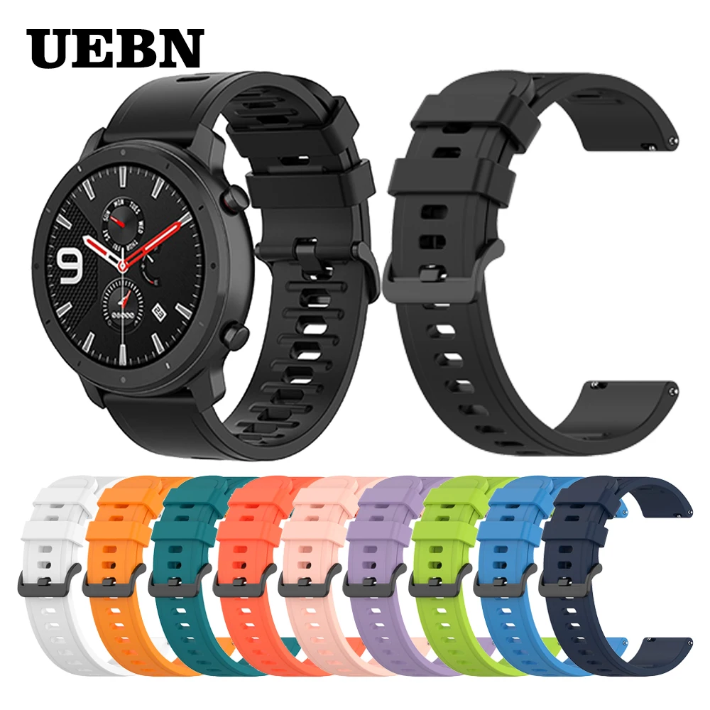 Силиконовый ремешок UEBN 20 мм для Huami Amazfit GTR 42 47 браслет xiaomi amazfit bip GTS Stratos 3 &amp pace 22