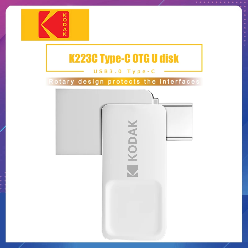 

Kodak K223C USB 3.1 Type-C Dual Interface Metal USB Flash Drive 16GB 32GB 64GB Memory stick U Disk USB 3.0 128GB pendrive