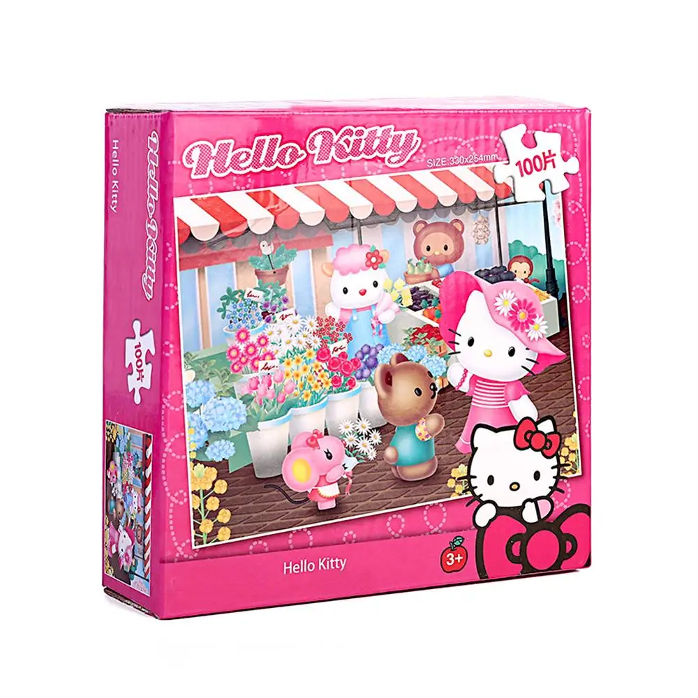 Пазлы hello kitty, 100 деталей, блестящие Пазлы для детей, Обучающие Развивающие пазлы, игрушки, рождественские подарки - Цвет: Цвет: желтый