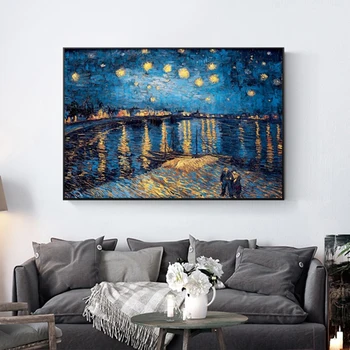 

Famous Painting Van Gogh Starry Night Canvas Paintings Impressionist Starry Night Canvas Pictures for Living Room(No Frame)