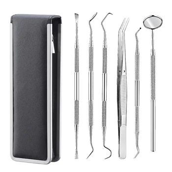 

6pc/set Dental Mirror Stainless Steel Dental Dentist Prepared Tool Set Probe Tooth Care Kit Instrument Scaler