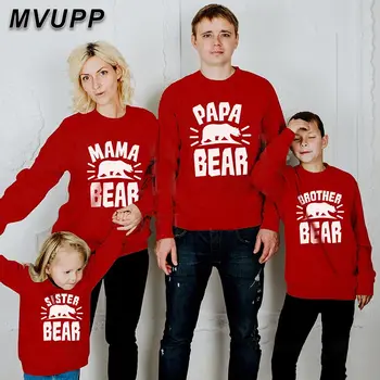 

Family look matching outfits baby girl sweatshirt dad and son long slevee bear pattern mum and daughter sweaters casual style