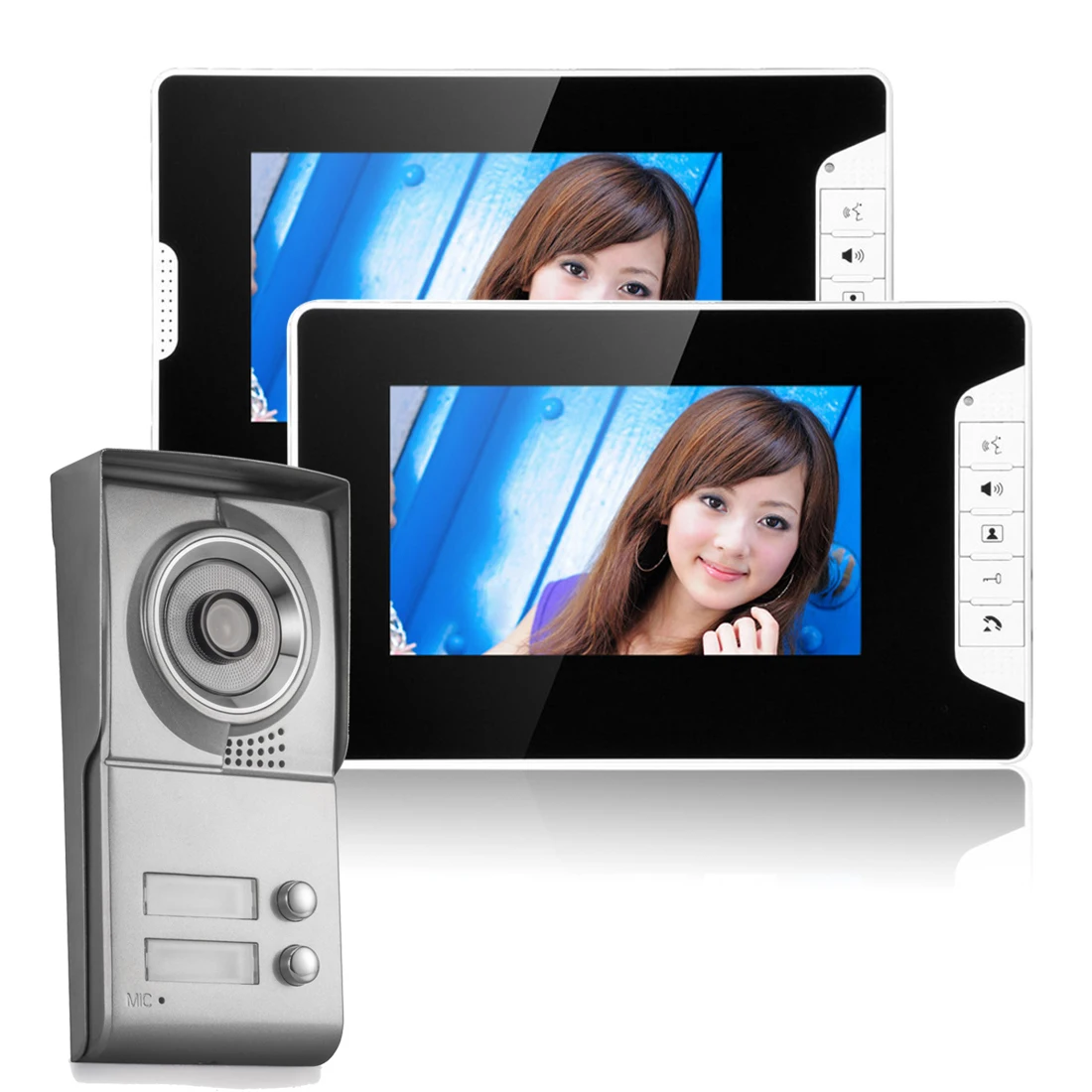 SmartYIBA 7inch Video Apartment Flats Video Doorbell system For 2 Flats Door