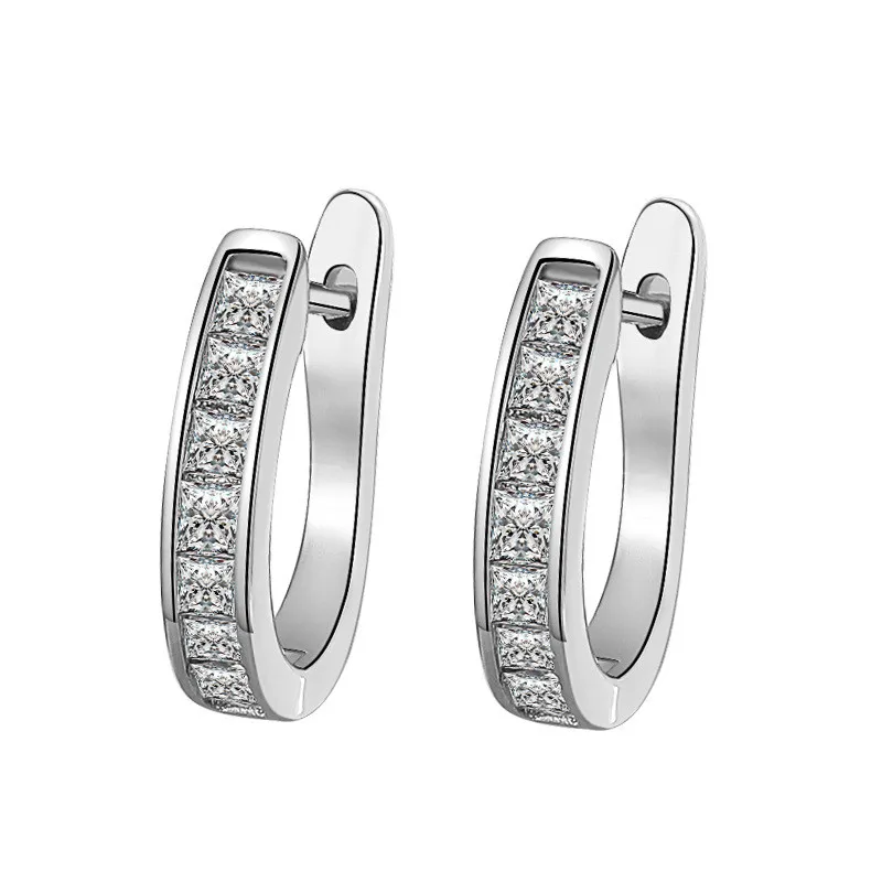 Серьги-клипсы для женщин, 925 серебро, простая мода, кубический цирконий, свадебные, обручальные ювелирные изделия, Brincos, аксессуары CCE640