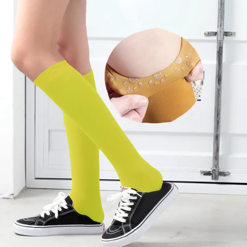 Fluorescent yellow Jeseca, лидер продаж, японские, кавайные, для школьников, длинные чулки, в студенческом стиле, бархатные, яркие цвета, гольфы, женские чулки - Цвет: Fluorescent yellow