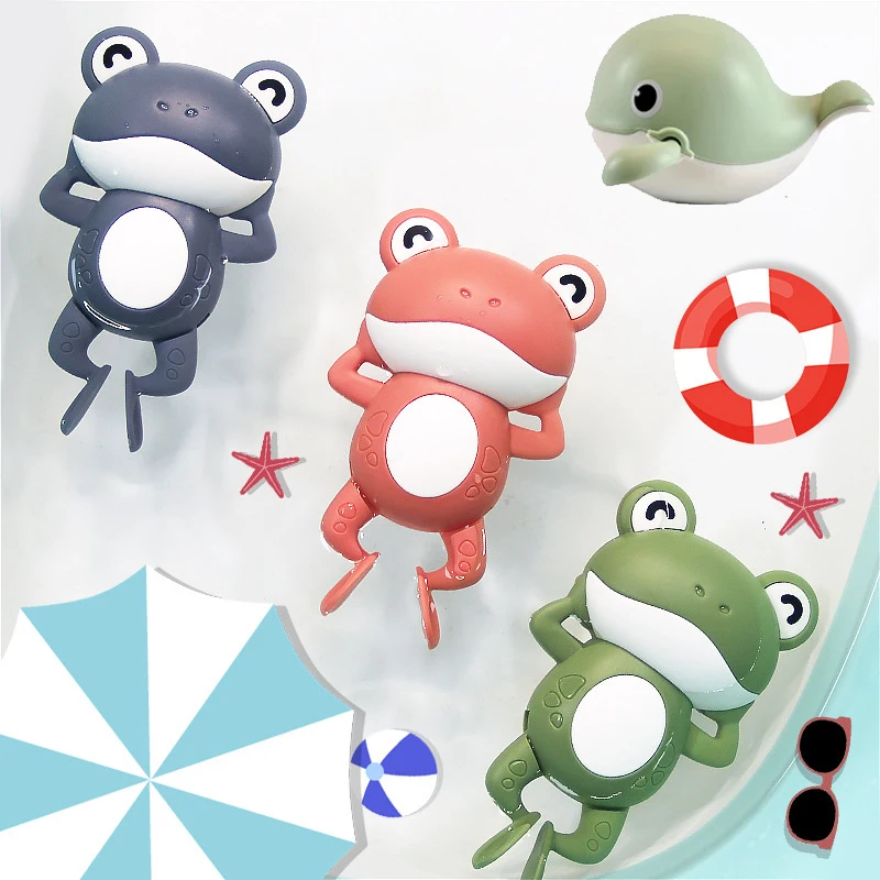 2021 el más nuevo bebé juguetes de baño dibujo animado Animal adorable Rana cangrejo clásico de natación de la piscina de agua viento-juguete de cuerda para chico