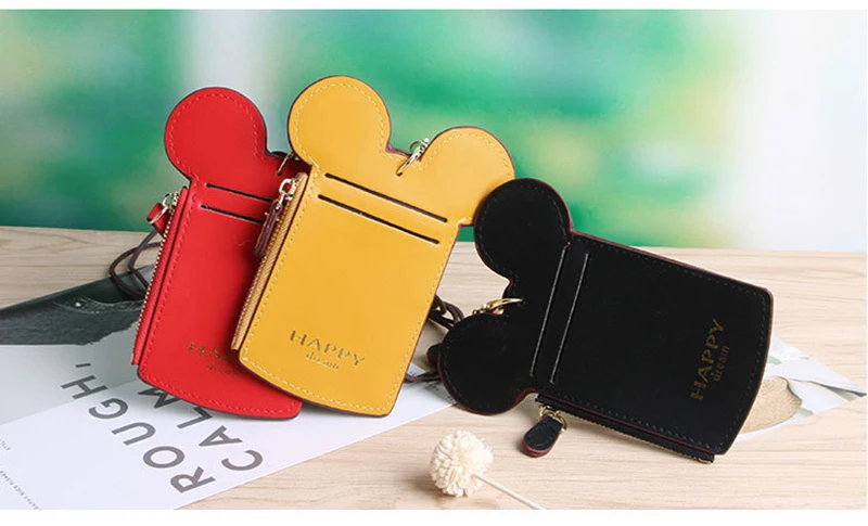 Cartoon Ear Letter Happy Dream Lanyard Neck Strap Card Holder Name Credit Card Holders Coin Purse Kids Gift