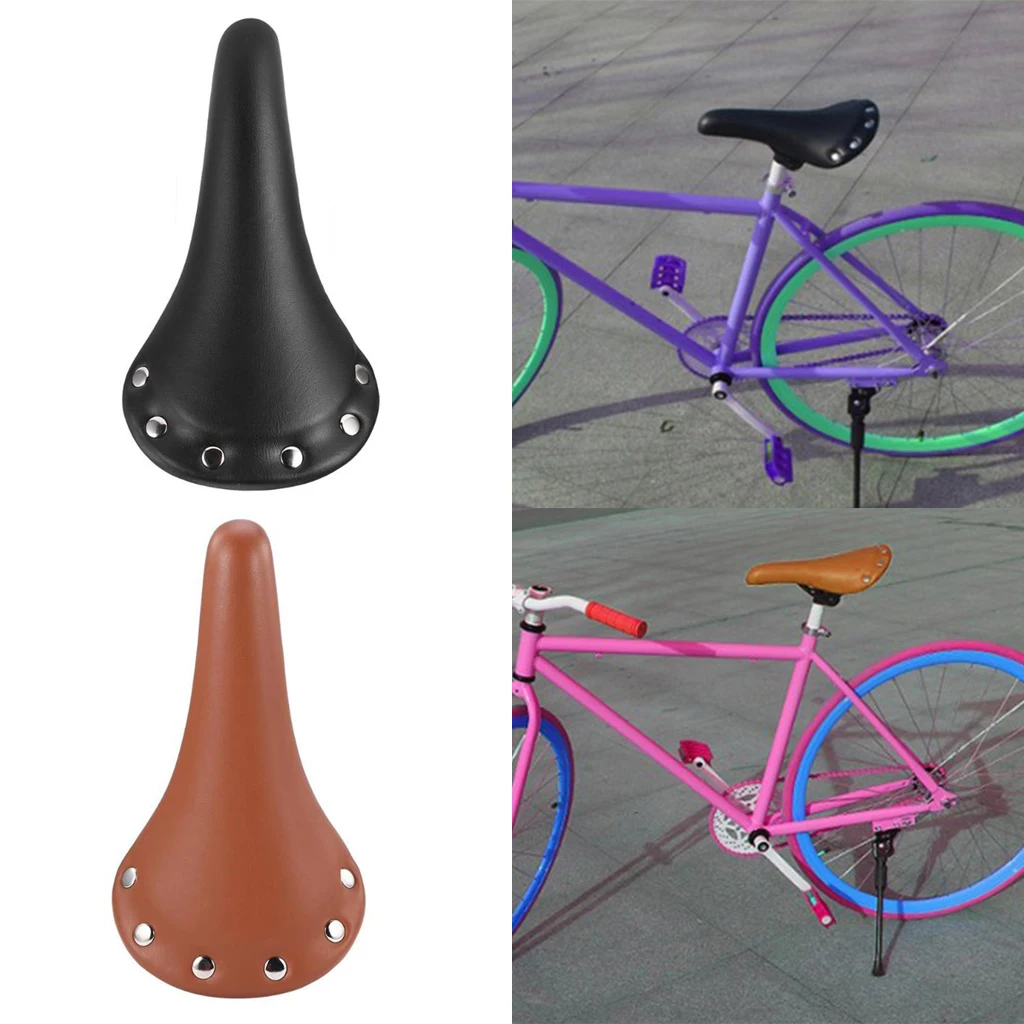 Vintage Bike Seat Bike Saddle Cushion Water Resistant for Road Bike Racing Bike Outdoor Sports - Black&Brown