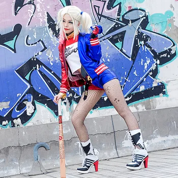 

Halloween Batman Suicide Squad Harley Quinn Cosplay Costume Party Highheels Shoes Boots