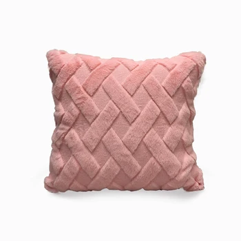 

Solid Color Geometric Plush Plaid Sofa Pillowcase Living Room Bedroom Cushion Bedside for Cafe SofaThrow Cushion Cover