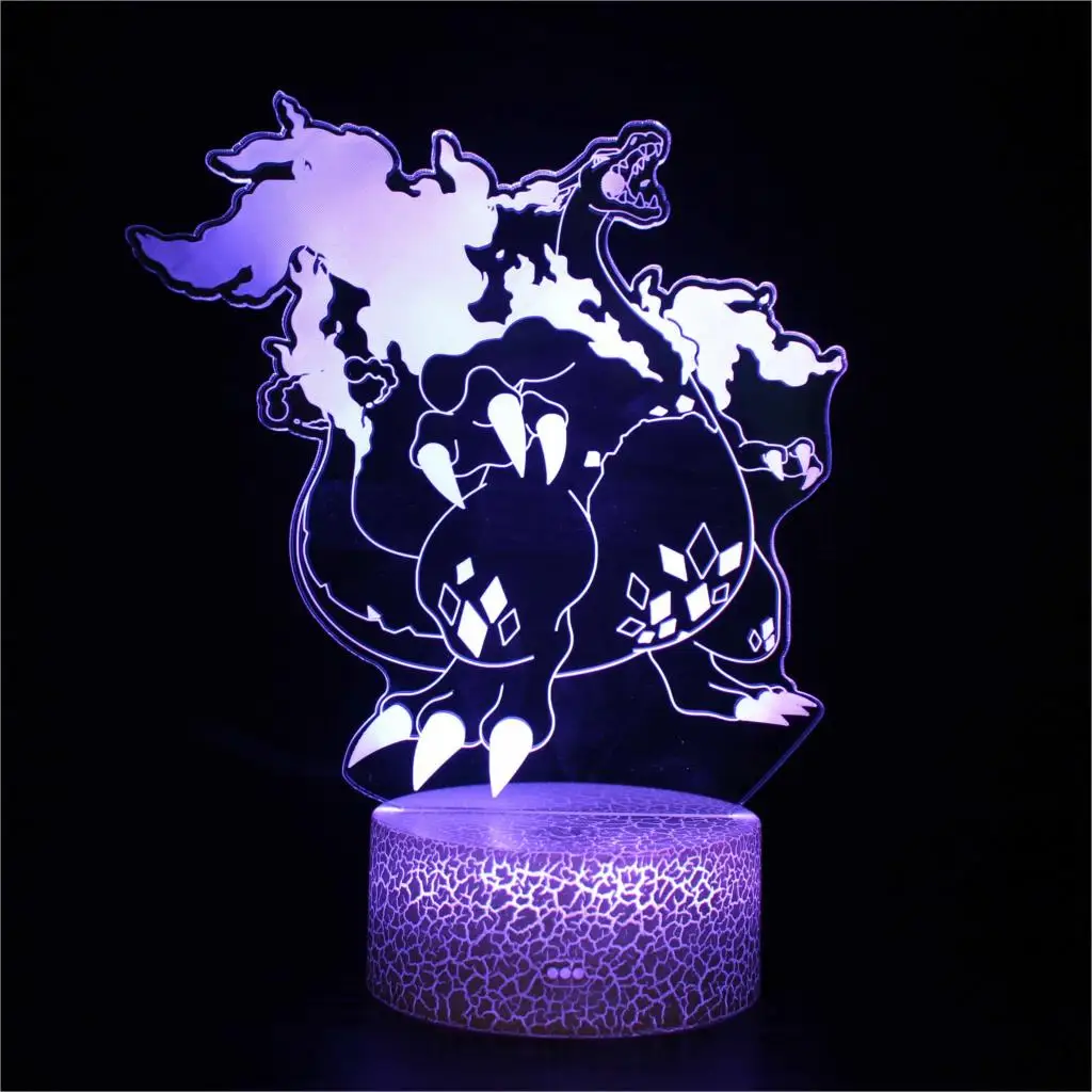 Pokemon 3D Night Light Dynamax Charizard LED Lamp Cartoon Game Pikachu Lampara Bedside Decor Takara Tomy Lights Children Gifts