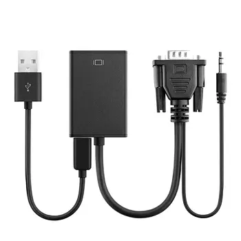 

VGA To HDMI Converter 1080P Hd Adapter With Audio Cable Plug And Play Design Supports Up To 1080P Hd Resolution
