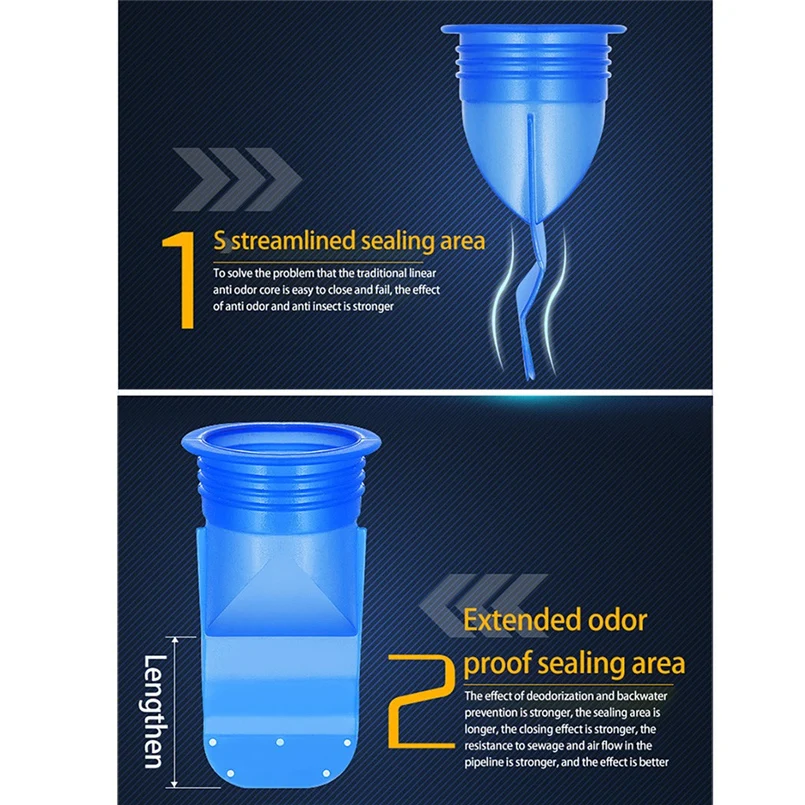 Deodorant silicone core drain pipe seal ring stainless steel floor drain V cup shape smooth drainage and water flow 20D26 (13)