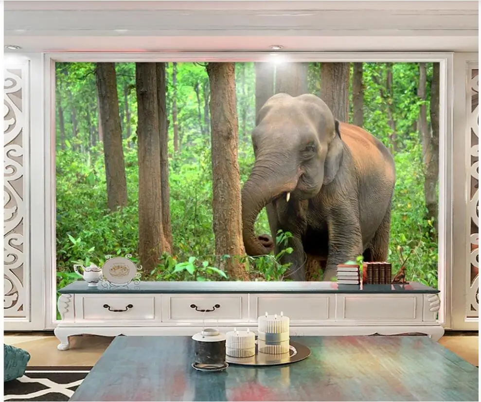

3d wallpaper custom photo HD Forest Elephant Landscape background living room decor 3d wall murals wallpaper for walls 3 d