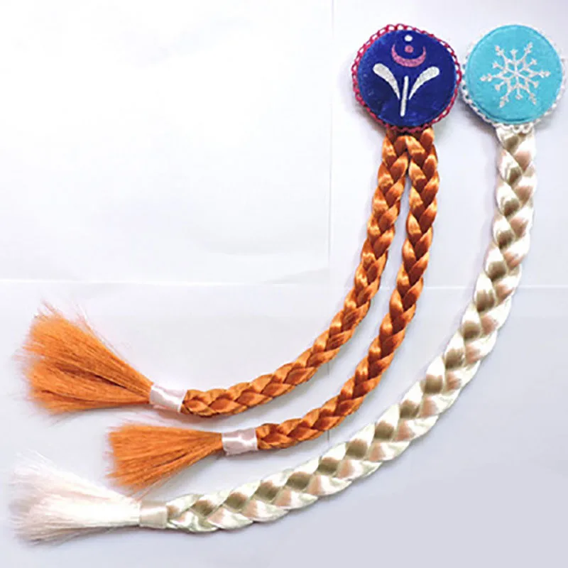 Child Wig Braids Baby Girls Cosplay Show Dress Up Hair Accessories Anna Princess Style Braid Hair Clip Elsa Hairpin Makeup hair accessories hair clips cosplay accessories