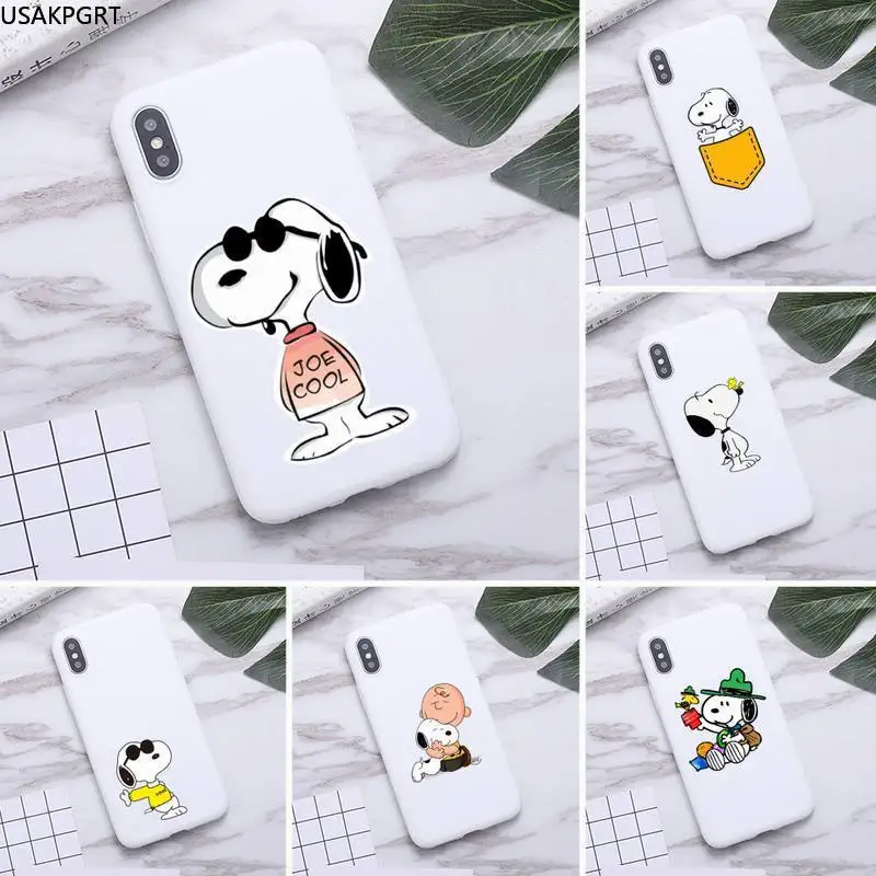 

Cartoon Peanuts Charlie Brown beagle dog Phone Case for iPhone 11 Pro Max X XR XS 8 7 6s Plus Candy white Silicone Cases