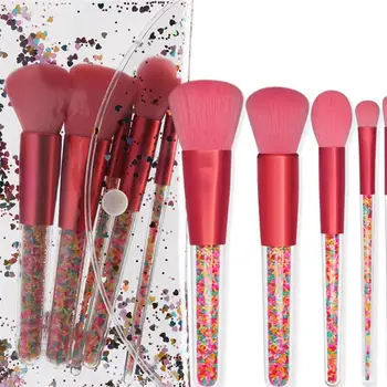 

5Pcs Candy Makeup Brush Set Cosmetics Powder Blush Brush Beauty Tools with Transparent Colorful Plastic Particles Handle