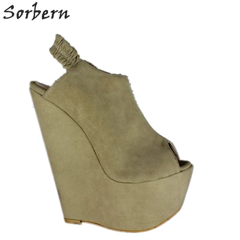 

Sorbern Women Slingbacks Women Pump Shoes Peep Toe Wedges High Heel Shoe Platform Big Size Custom Colors Open Heels Comfortable