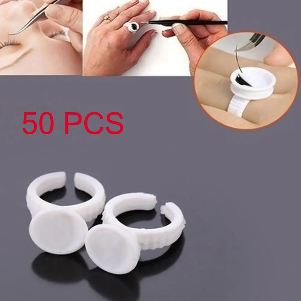 

50 Pcs Eyelash Extension Glue Ring Adhesive Eyelash Pallet Holder Set Disposable Makeup Kit Tool New Grafting Eyelash Tool