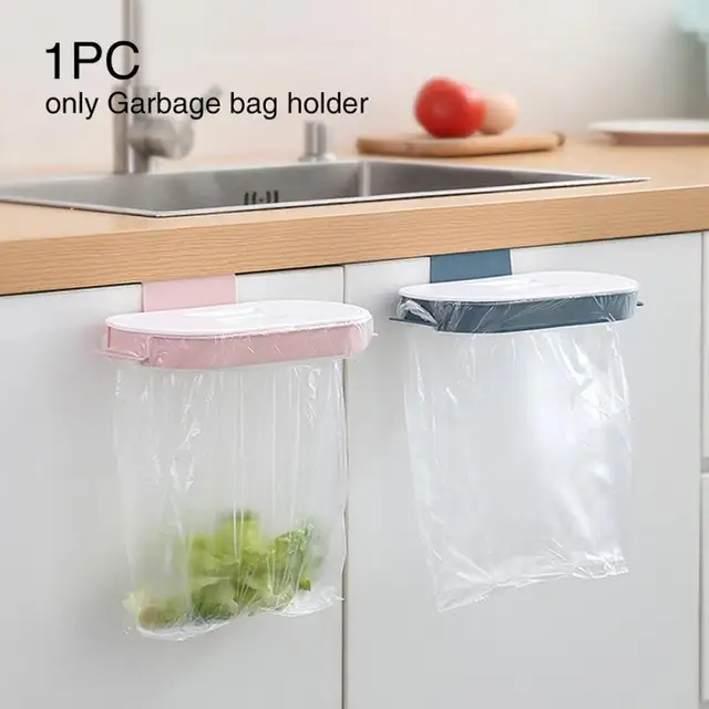 Garbage Bag Holder Kitchen Cabinet Door Basket Hanging Trash Can Waste Bin Garbage Rack Tool Storage Holders Trash Racks 4