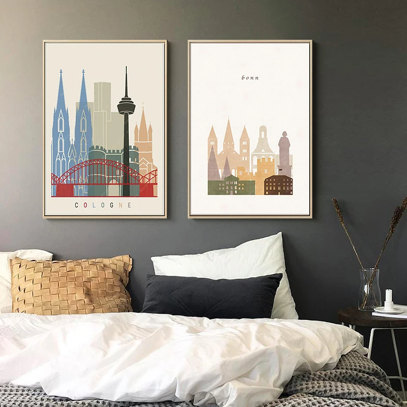 

Cologne Cathedral Germany Beethoven Bonn Vintage Travel Poster Canvas Painting Kraft Poster Coated Wall Sticker Home Decor Gift