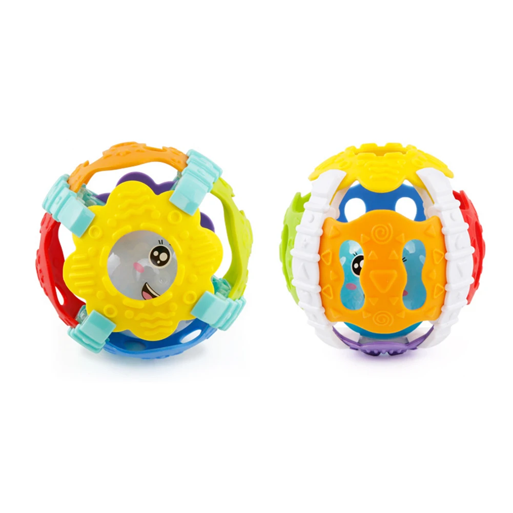Colorful Babies Soft Hand Grab Rattle Ball Sound Light Educational Teething Toy