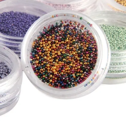 Лот из 12 Perler minibeads Нейл-арт Икра акриловый маникюр ногтей
